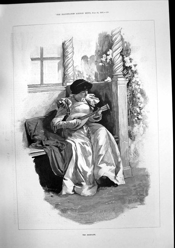 Old antique print serenade - old,