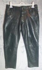 ​RICARDO SANZ Mens Black Genuine Leather Trousers W32 L32 Rocker Festival 