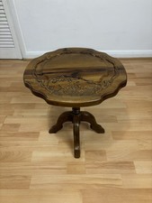 Stunning Vintage Teak Wood Small Occasional Side Table With Hand Carved Design
