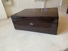 Victorian Campaign slope box Inlaid Mother Pearl Storage Solid Hard Wood 19thC