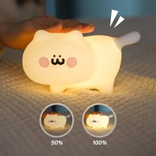 Cute Rechargeable Cat Night Light for Kids – Soft Glow Silicone Lamp