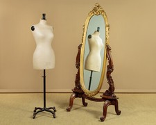 Antique Carved and Gilded Cheval Mirror c.1920