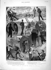 Original Old Antique Print 1893 Rawley'S Dream Man Smoking Fireman Policem 19th