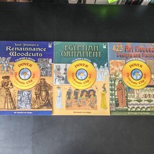 Dover Clip Art Book & CD Lot x3 – Art Nouveau, Renaissance, Egyptian Ornament