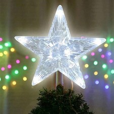 Xmas Ornament Christmas Tree Topper LED Cool White Light Up Star Tree Home Party
