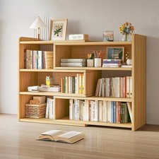 Expandable Wood Book Shelf Storage Unit for Home Office Desktop Tidy Organizer