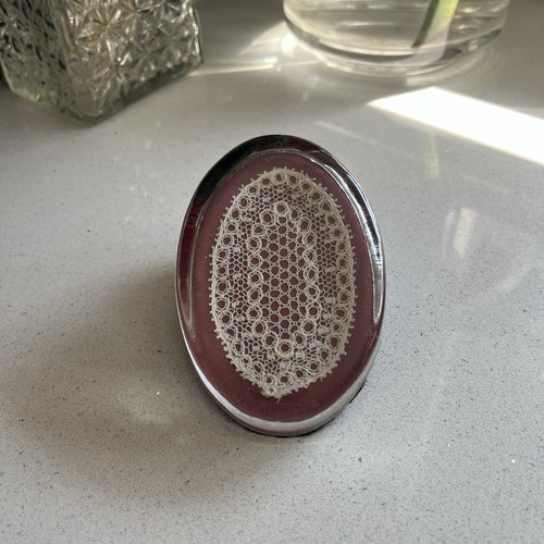 Vintage glass lace paperweight - lace,