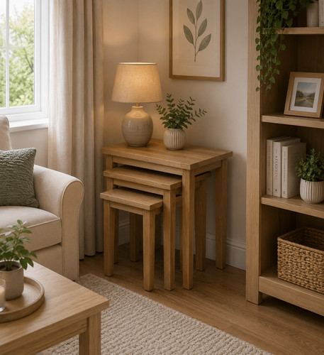 Oak effect nest tables - of, (set