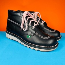 Kickers Kick Hi Boots - UK7 - Navy Leather & Rose Stitch - Good Condition