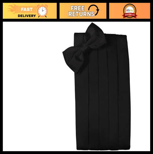 Elegant black silk cummerbund - black,