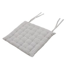 Gingham Check Seat Pad Cushion Grey Square 41x41cm Cotton Chair Bench