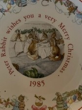 PETER RABBIT Wedgwood “Wishing You a Merry Christmas” Plate 1985 Beatrix Potter 