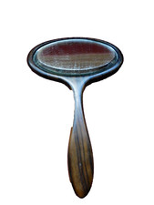 Art Deco wooden hand scrying mirror