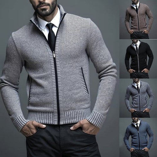Fleece lined men cardigan - fleece-lined, men's