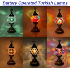 Battery Operated Turkish Lamp Moroccan Lamp Tiffany Glass Desk Table Lamp