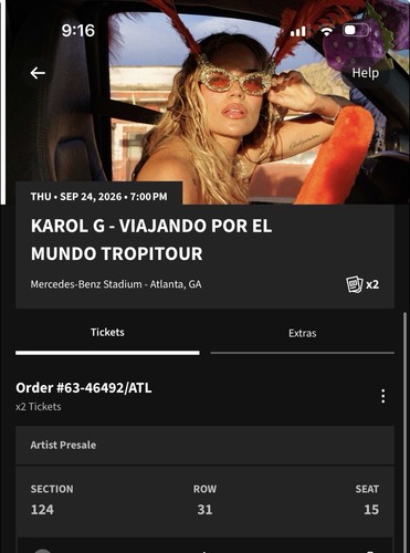 Ticket for karol tropitour - karol, g
