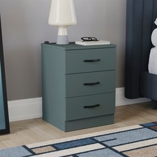 SALE 3 Drawer Bedside Chest Nightstand MDF Bedroom Storage Green