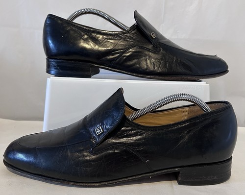 Barker black leather slip - black, slip-on