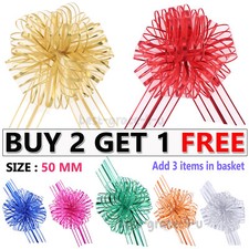 50mm Large Bow Organza Ribbon 20 Pull Bows Wedding Party Decor Gift Wrapping UK