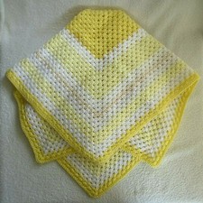 Re-Born Baby. New Born. Pram.Cot.Knee.Pet Blanket. Crochet. Lemon & White .New.
