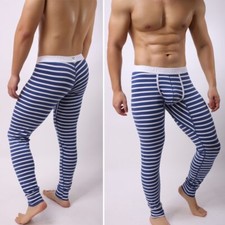 Men Stripe Cotton Long Johns