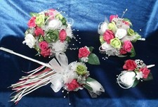 Wedding Flowers Bouquets/Wand/Corsage/Buttonhole - Fuchsia/Green/Pistachio/White