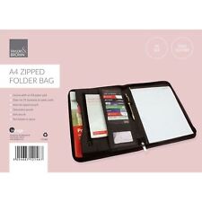 A4 Zipped Conference Folder Business Faux Leather Document Case Bag Portfolio