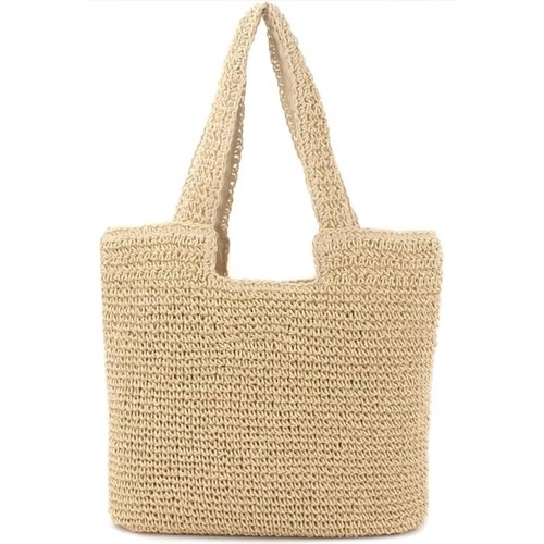 Straw woven tote bag - straw,
