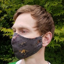 Adults 100% Cotton Reusable Washable Jurassic Park Dino Face Mask Face Covering 