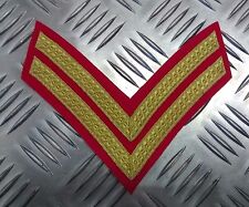 Braided Corporal Rank Stripes 2 Chevrons Gold on Red British Forces - Used