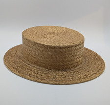 Vintage 1950s The Ridgmont Make Natural Straw Boater Hat Size 7