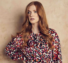 WULI:LUU by Gok Wan Pink & Black Mix Pussybow Animal Print Blouson Top - Size 12