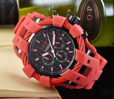 MENS INVICTA BOLT 23870 RED SILICONE BAND S/STEEL CASE CHRONOGRAPH WATCH (NO BOX