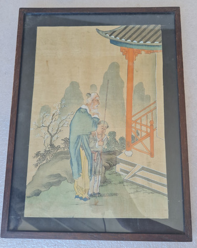 Framed chinese silk painting - chinese,