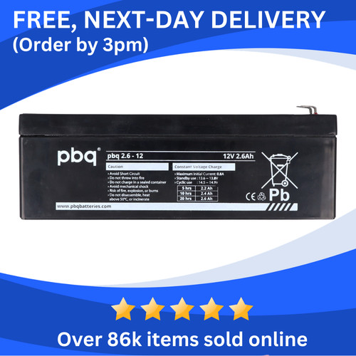 Genuine pbq 12v 6ah sla - genuine, 2.6ah