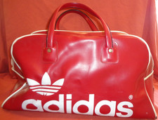 Vintage Adidas  Red White Peter Black 1970s Holdall Travel Sports Bag 70s 80s