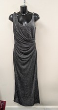 Ladies FRANK USHER Silver Sparkly Long Dress Size 14 - CG G38