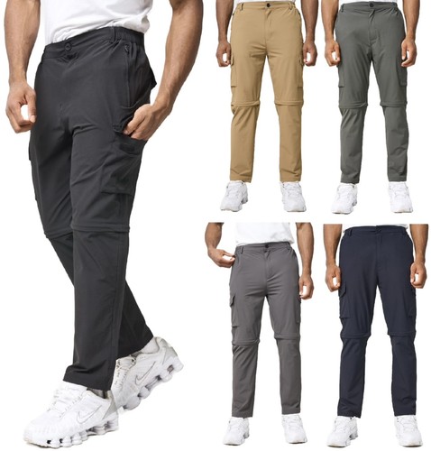 Men cargo trousers - cargo, zip-off
