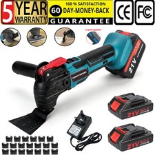 2Battery Cordless Oscillating Multi Tool Powerful Sander Scraper Saw+20 Blades🔥