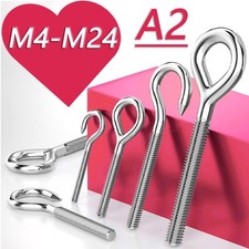 Eye bolts Hook bolts A2 Stainless steel M4 M5 M6 M8 M10 M12 M14 M16 M18 M20-M24