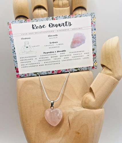 Rose quartz heart necklace - heart,