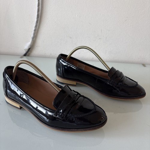 Clarks black patent - patent, leather