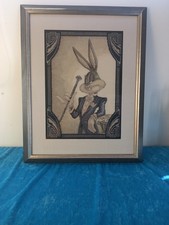 Art Deco Cross stitch- Buggs Bunny in frame. Rare. Looney tunes. 