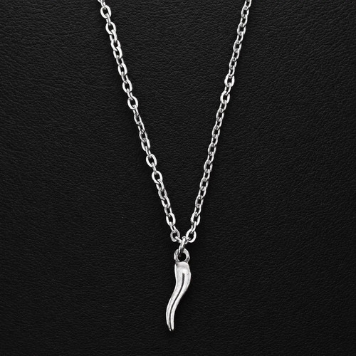 Italian horn necklace silver - italian,