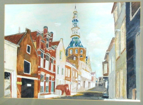 Dutch painting street scene - painting,