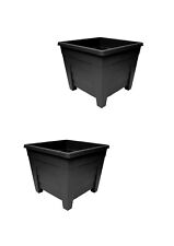 2 x 38cm Square Black Grosvenor Plastic Plant Pot