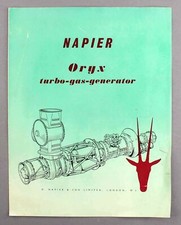 NAPIER ORYX TURBO GAS GENERATOR MANUFACTURERS BROCHURE HELICOPTER