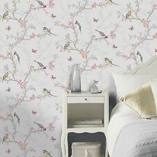 Holden Decor Phoebe Birds & Butterfly Wallpaper Dove 98081