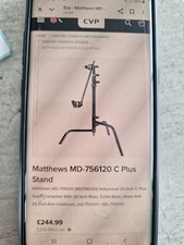 Matthews (MD-B756020) 20" C-Stand W/Sliding LEG  , INC GRIP HEAD & ARM - Blk