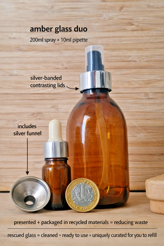 Amber glass spray bottle set - glass,